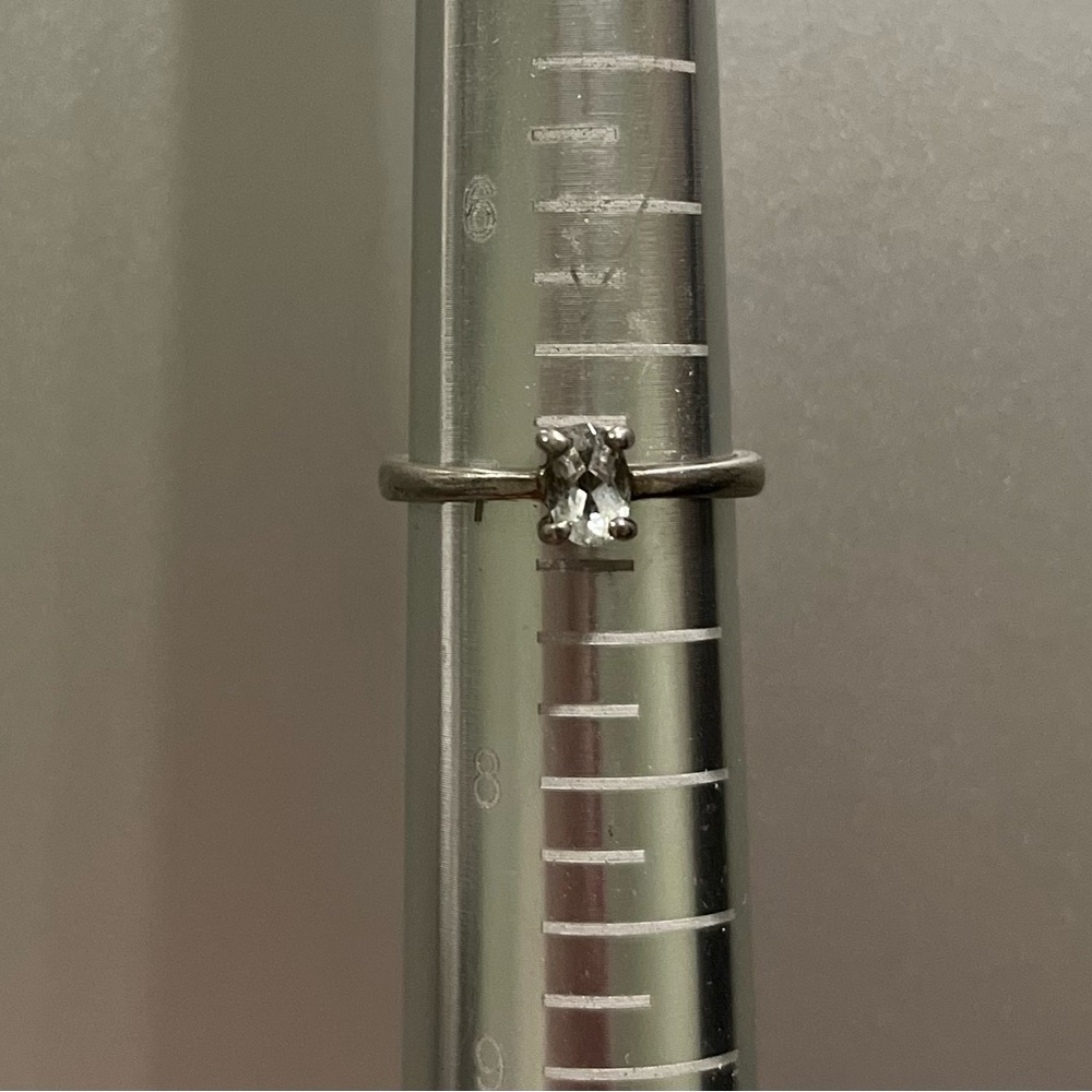 Oval Cut Crystal Sterling Silver Ring